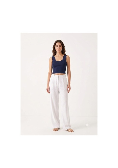 Onno Style Women Kolsuz Askılı Kare Yaka Kadın Triko Bluz Lacivert