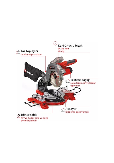 Einhell TE-MS 18/8 Li - Solo Akülü Gönye Testere (Akü ve Şarj Hariç) - 4300893