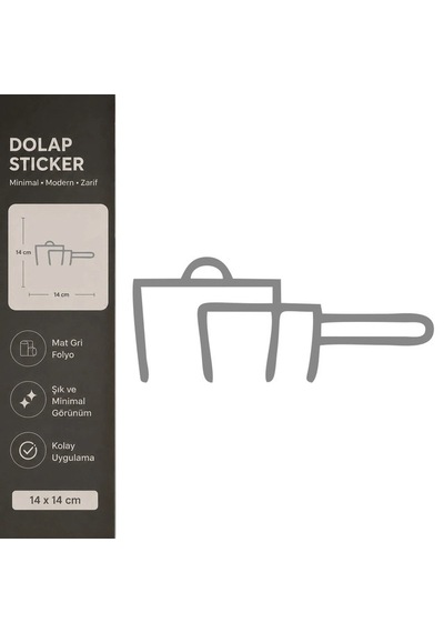 Tencere Mat Gri Dekoratif Folyo Sticker 14x14 Cm