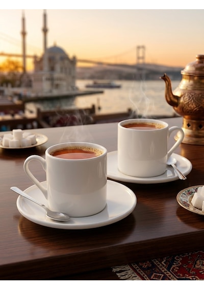 Tektava Sade 2 Kişilik Porselen Çay Fincan Takımı - 150 Ml Beyaz
