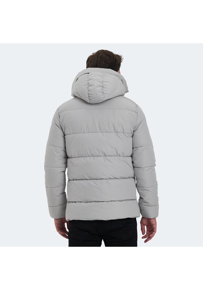 Slazenger GANEA IN Büyük Beden Erkek Kapüşonlu Şişme Bej Mont & Kaban