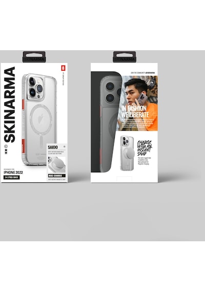 Apple Uyumlu iPhone 14 Pro Max Kılıf Skinarma Şeffaf Airbag Tasarımlı Magsafe Şarj Özellikli Saido Kapak