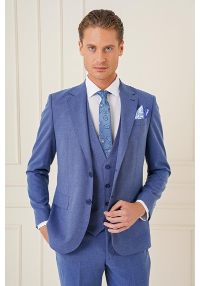 Efor Tk 903 Slim Fit İndigo-mavi Klasik Takım Elbise İndigo
