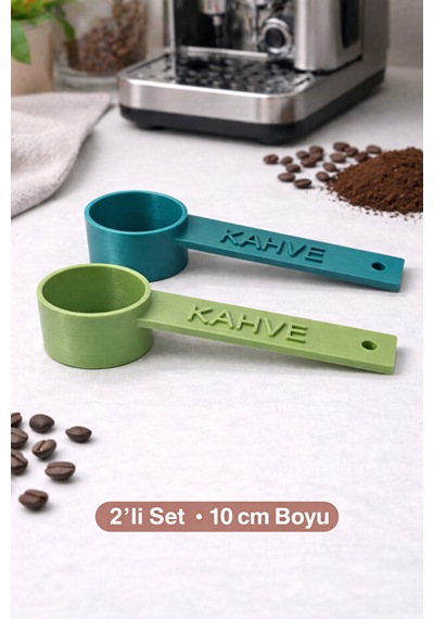 Kahve Yazılı Kahve Ölçü Kaşığı 2 Adet Espresso & Filtre Kahve Set-renk Seçenekli Mavi