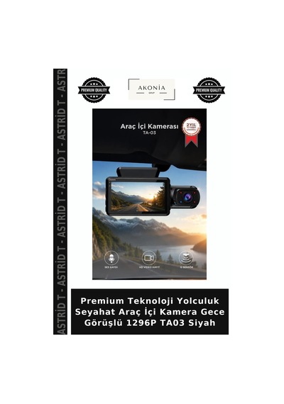 Premium Teknoloji Yolculuk Seyahat Araç İçi Kamera Gece Görüşlü 1296p Ta03 Siyah