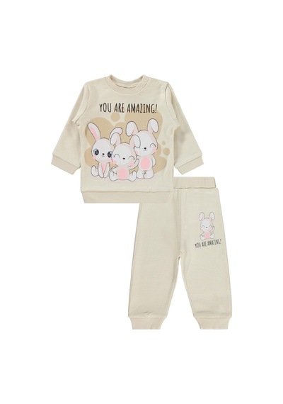 Civil Baby Tavşanlar Baskılı 6-18 Ay Takım - Fil Dişi