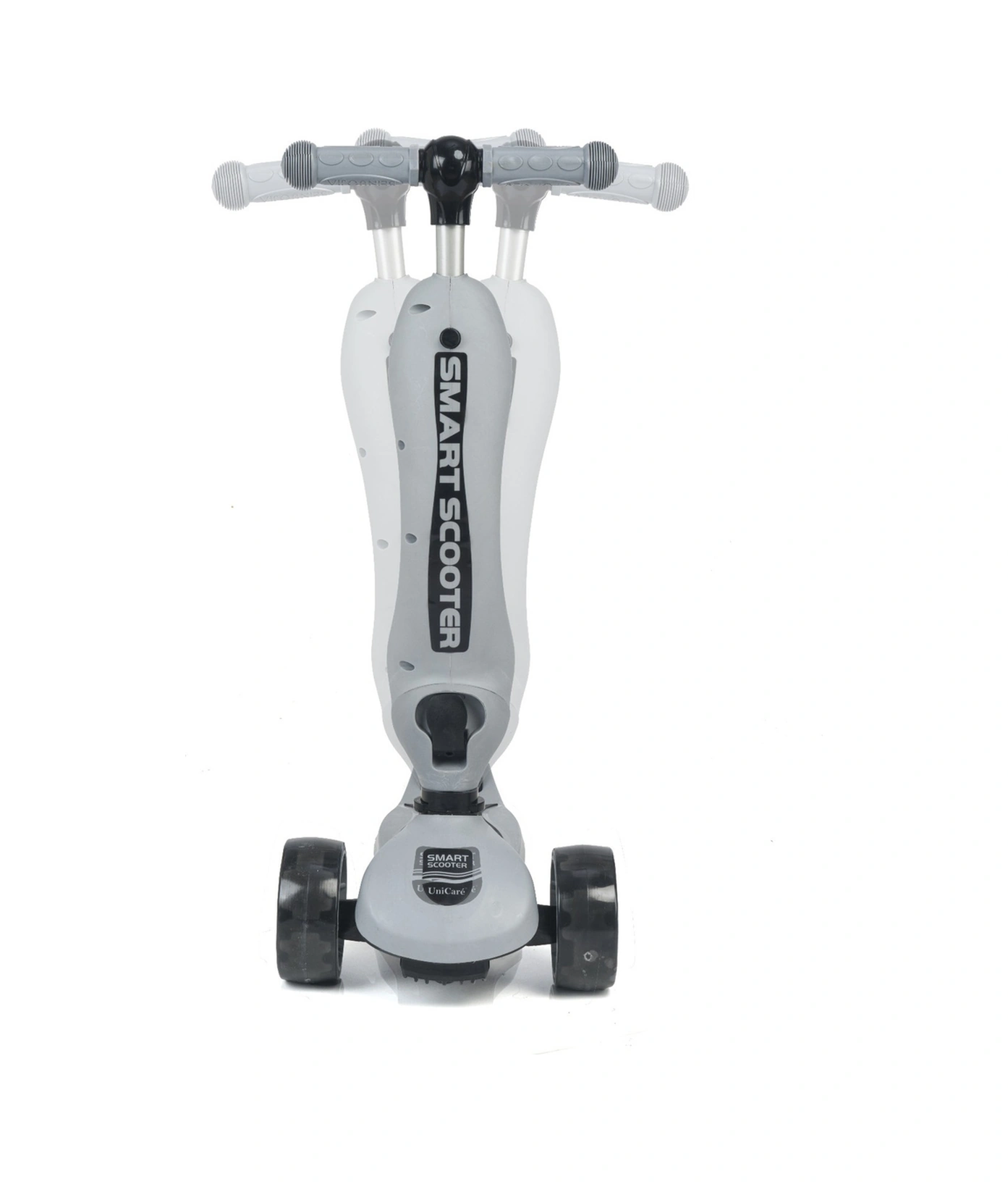 Smart Oturaklı Çocuk Scooter 3 Tekerlekli Işıklı Ledli Scooter Yükseklik Ayarlı Gri