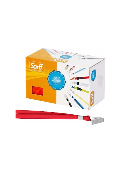 Sarff Kart Askı İpi Metal Klipsli Kırmızı 15311203 (50 li paket)