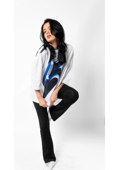 Startmore Mask Baskılı Beyaz Unisex Oversize Beyaz