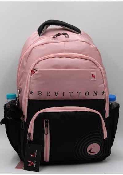 Bevitton Özel Su İtici Kumaş Unisex Pudra-siyah Okul Çantası 34400