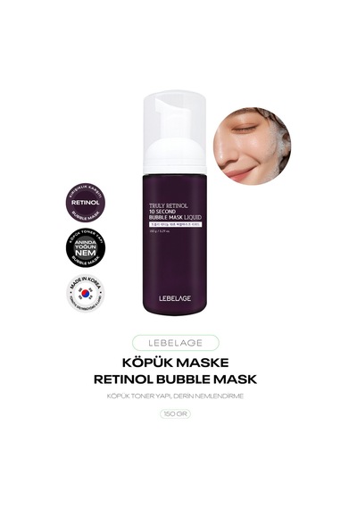 Retinol İçeren Kırışıklık Karşıtı Bakım Sağlayan Köpük Maske Truly Retinol 10 Second Bubble Mask