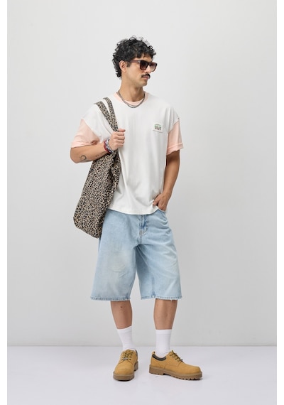 Vamos Oversize Baskılı Tişört V70-208 Somon