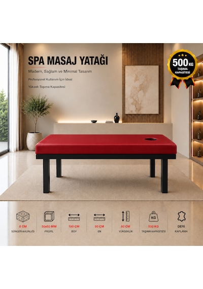 Masaj Yatağı 500 Kg Taşıma Kapasiteli Sarsılmaz Kırmızı