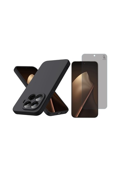 Xiaomi Mi 15t Pro Uyumlu Içi Kadife Lansman Kılıf Ve Hayalet Privacy Tam Kaplayan Cam Ekran Koruyucu Siyah
