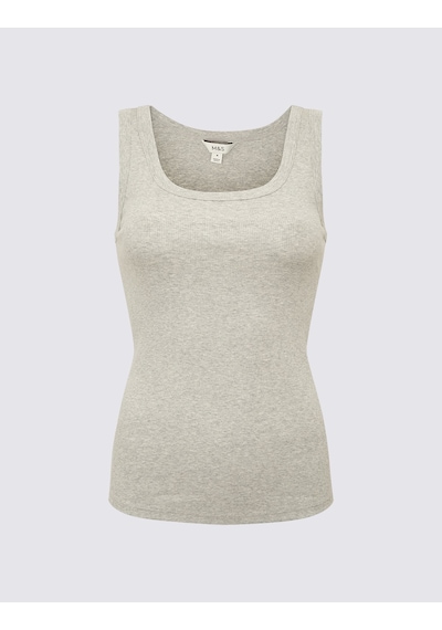 Marks & Spencer Pamuk Karışımlı Ribana Slim Fit Atlet T41001624h Gri