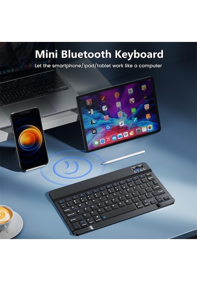 Windows/android/ıos Sistemi İçin Kablosuz Bluetooth Uyumlu Klavye Fare Seti Mini Ultra İnce Şarj Edilebilir Türkçe Beyaz Diğer