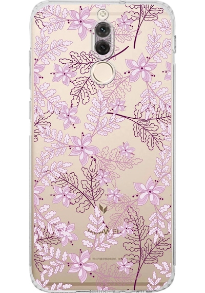 Huawei Mare 10 Lite Uyumlu Kamera Korumalı Floral Pudra Tasarımlı Şeffaf Silikon Kılıf