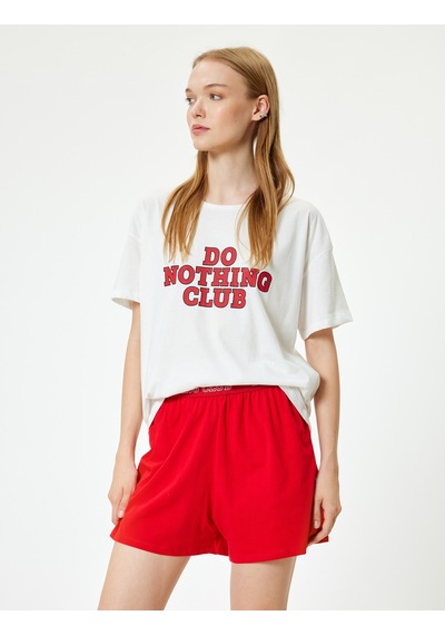 Koton Şortlu Pijama Takımı Baskılı Pamuklu Kırmızı 4slk40159mk Kırmızı