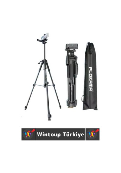 Wintoup Premium Vlog Çekim Teleskopik Döner Başlık Yatay Dikey Kullanım Taşıma Çantalı 150 Cm Kamera Tripod