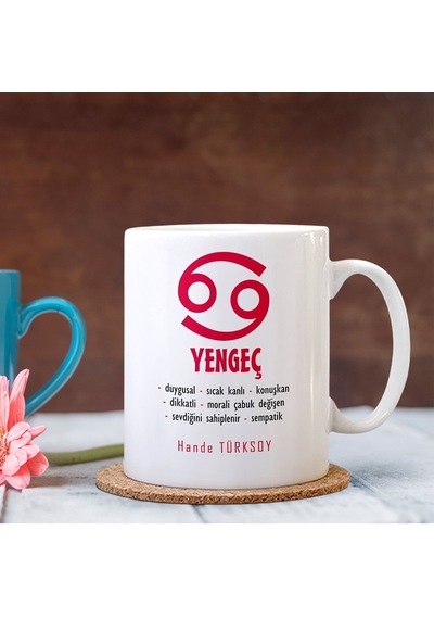 Yengeç Burcu Beyaz Kupa Bardak