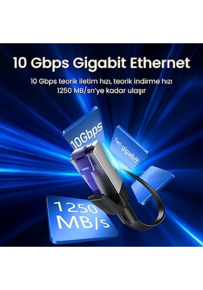 Cat7 10gbps Gigabit 600mhz Ftp Rj45 Flat Ethernet Kablosu 3 Metre Diğer