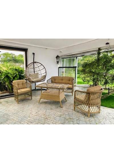 Tu Tienda Tire 2 1 1 Masa Tekli Salıncak Bahçe Balkon Mobilyası,bambu-saman Kahverengi Tu Tienda Tire 2 1 1 Masa Tekli Salıncak Bahçe Balkon Mobilyası,bambu-saman Kahverengi