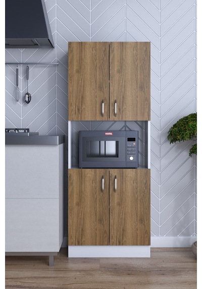 Rafineri Roma Çok Amaçlı Dolap Kapaklı Bölmeli Mikrodalga Fırın Mutfak Balkon Banyo Mdf Ceviz - Beyaz Rafineri Roma Çok Amaçlı Dolap Kapaklı Bölmeli Mikrodalga Fırın Mutfak Balkon Banyo Mdf Ceviz - Beyaz