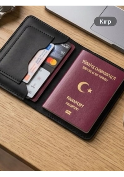 Parla Leather Pasaport Cüzdanı Kılıfı Kişiye Özel V3 Hakiki Gerçek Deri Kılıf Kadın Erkek SİYAH