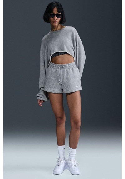 Nike Sportswear Phoenix Fleece Mid Rise 2" İnc Short Kadın Şardonlu Kalın Şort Gri