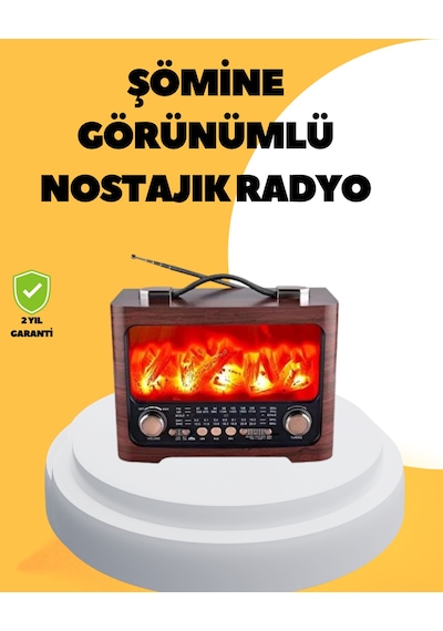 Taşınabilir Şömine Görünümlü Bluetooth Hoparlör Solar Şarjlı, Alev Işıklı, 7w Ses