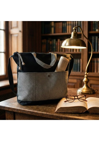 Morgen Craft Clarus Omuz Çantası - El Yapımı - Kanvas Kumaş - 28x32x11 Cm Lacivert