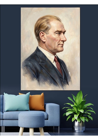 Karizmatik Atatürk Profil Portre Sanatı Dekoratif Kanvas - Mdf Ahşap Tablo