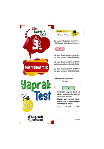 3. Sınıf Bilgiseli Matematik Yaprak Test