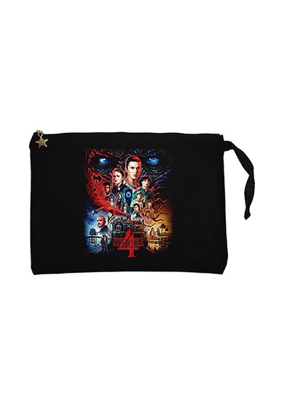 Stranger Things Home Siyah Clutch Astarlı Cüzdan / El Çantası Siyah