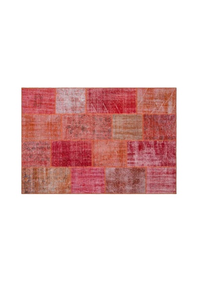 El Dokuması Patchwork Vintage Yün-pamuk Kırmızı Halı 26379 160 X 230 Cm