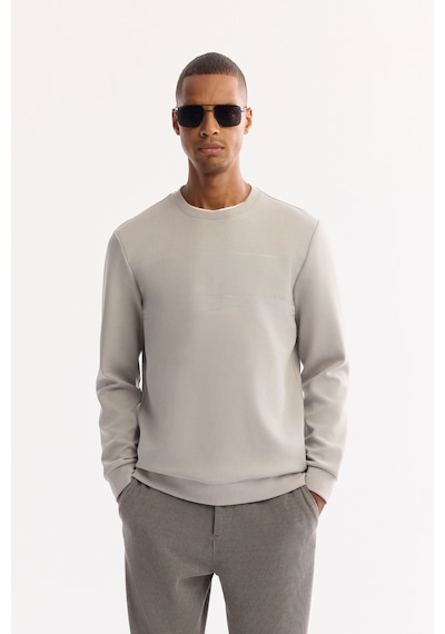 Avva Erkek Siyah Bisiklet Yaka Pamuklu Bi-stretch Baskılı Regular Fit Sweatshirt A52y1215 Gri