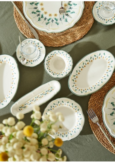 Bella Maison Adelina Stoneware 52 Parça 12 Kişilik Kahvaltı Takımı Yeşil Yeşil