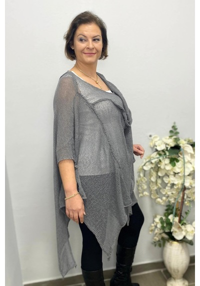 Mia Butik Kadın Gri Tasarım Merserize Mevsimlik Bluz-1599 Gri Mia Butik Kadın Gri Tasarım Merserize Mevsimlik Bluz-1599 Gri
