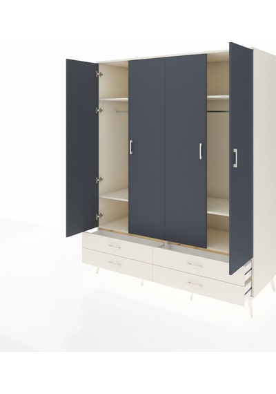 Kronos Gardrop 6 Raflı 4 Çekmeceli 2 Askılı 176x59x221 Aytaşı-antrasit/aytaşı Beyaz Kronos Gardrop 6 Raflı 4 Çekmeceli 2 Askılı 176x59x221 Aytaşı-antrasit/aytaşı Beyaz