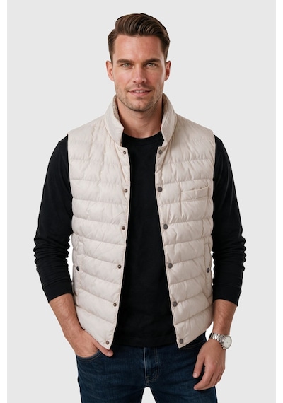 Rizzup Erkek Slim Fit Su Ve Rüzgar Geçirmez Krem Şişme Yelek Dik Yaka Çıtçıtlı 2701708
