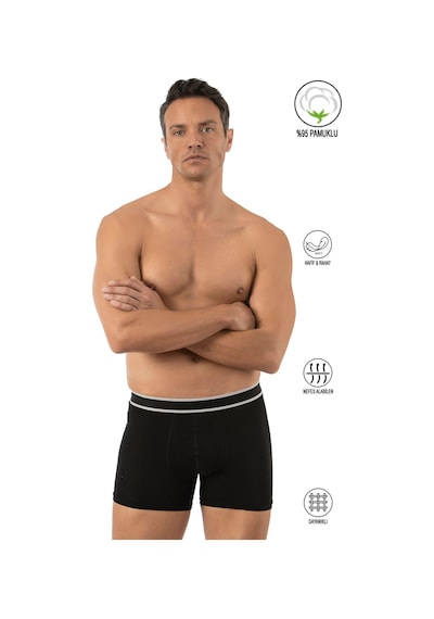Özkan Underwear Özkan 11226 Erkek %95 Pamuklu Likralı Süprem Kumaş Esnek Rahat Boxer Şort Siyah