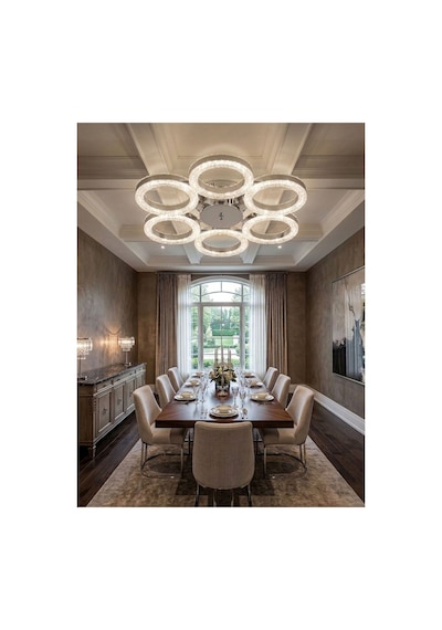 LumiaLighting Zero Model Gümüş Kumandalı 6"lı Ledli 3 Renk Modu Kristal Salon Mutfak Yatak Çocuk Odası Avize