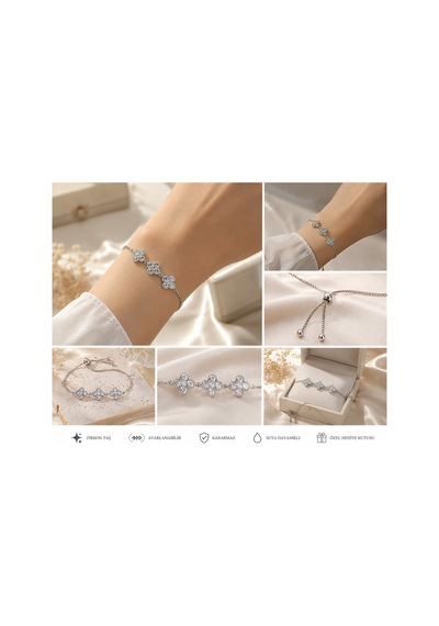 Yonca Model Asansörlü Zirkon Bileklik Her Kol Bileğine Uyum Sağlar Gümüş - 912299209 Gümüş