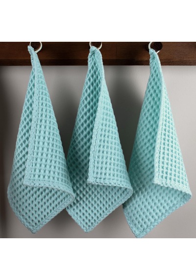 Püskül Açık Mavi, Pakette 3-adet 30x30 Cm Mutfak Havlusu, Misafir Havlusu Çok Renkli
