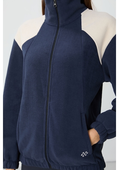 Tommy Life Lacivert Kalın Yumuşak Dokulu Dik Yaka Oversize Nakışlı Polar Kadın Sweatshirt - 97293 Lacivert