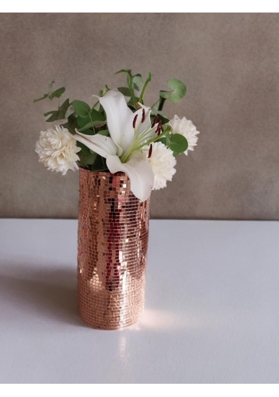 Aynalı Cam Vazo Rose Gold Çok Renkli