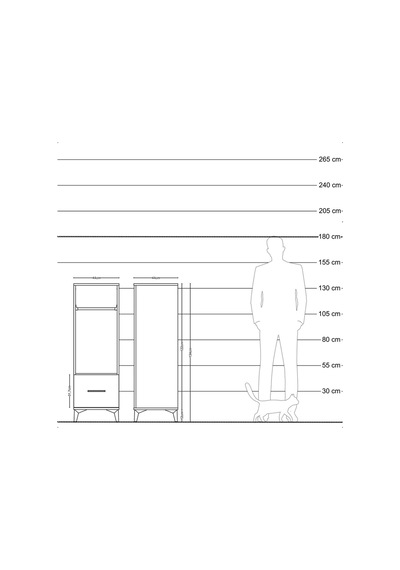 Hyperion Dolap Tek Raflı Tek Çekmeceli Tek Askılı 44x44x134 Aytaşı-antrasit Aytası