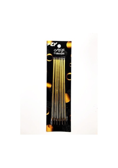 Altın Renk Pasta Mumu 14 Cm 6 Adet Parti Mum