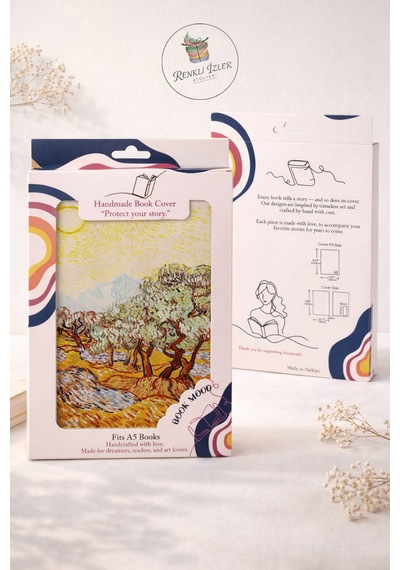 Kitap Kılıfı Ve Metal Kitap Ayracı Seti Van Gogh Zeytin Ağaçları