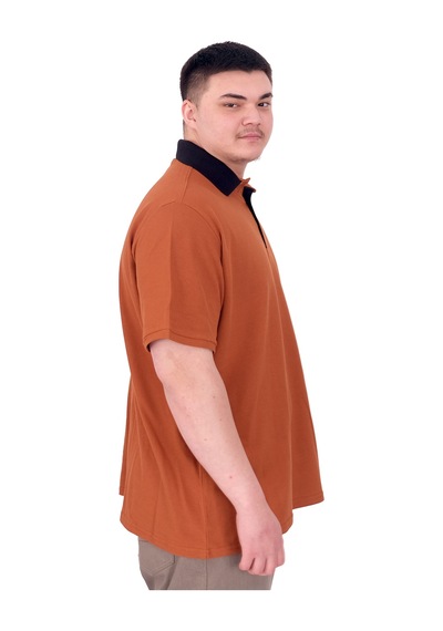 Mode Xl Büyük Beden Erkek T-shirt Polo Yaka Yourself U25310 Tarçın Kahverengi
